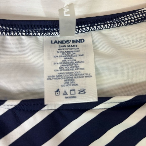 Lands’ End Navy and White Striped Swim Tankini Top - Picture 6 of 8